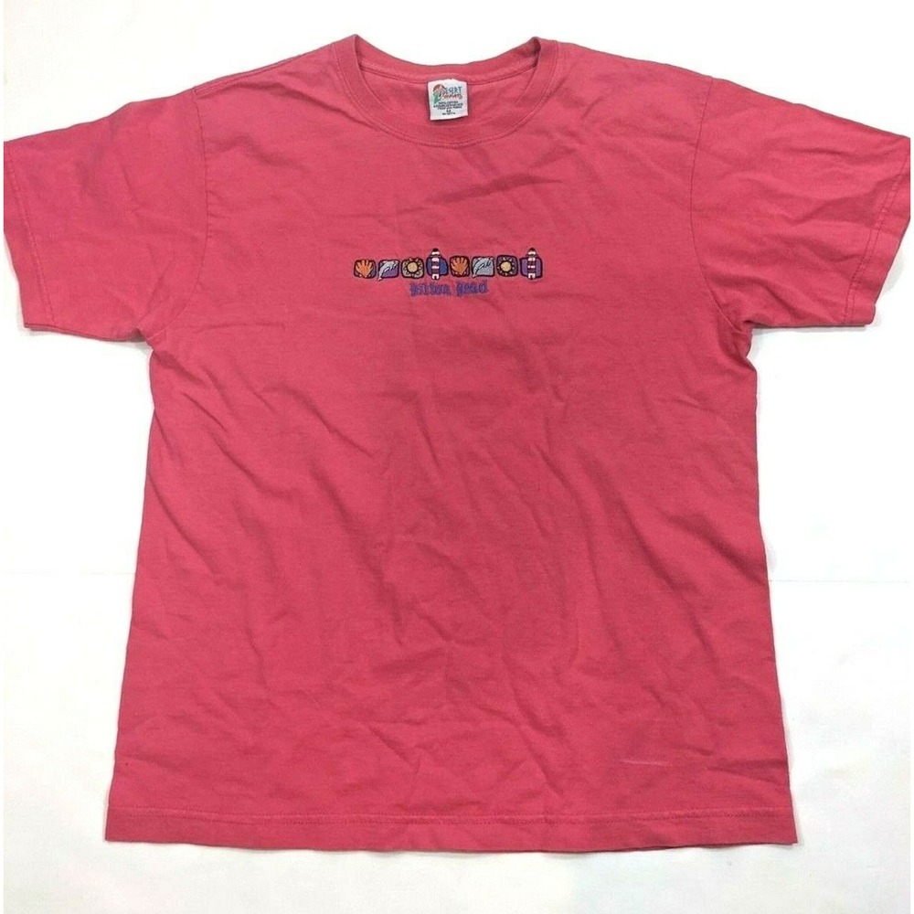 Vintage‎ Hilton Head Tee Unisex Medium Pink Embroidered Beach Souvenir 90s Y2K